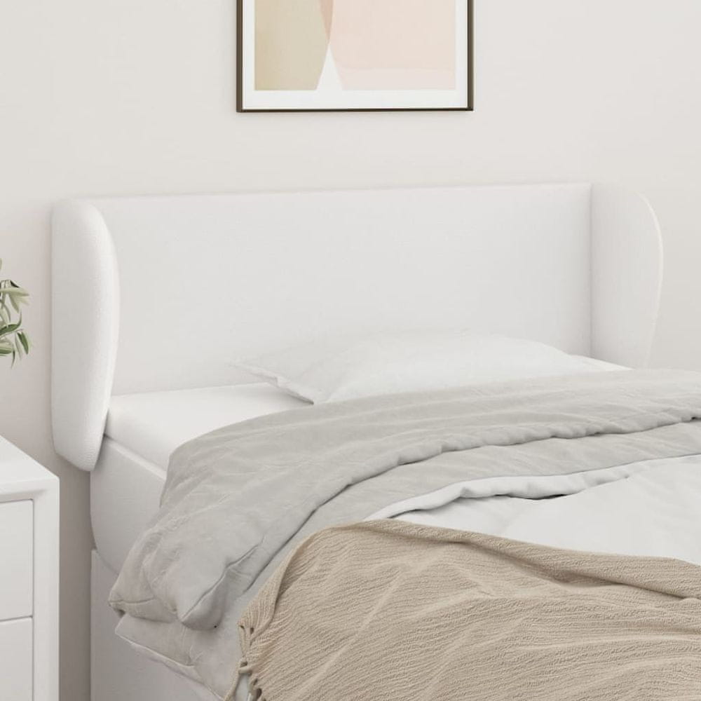 Vidaxl Čelo postele so záhybmi biely 83x23x78/88 cm umelá koža